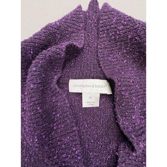 Christopher & Banks Cardigan Woman’s Size Small Purple Button Up Long Sleeve - Picture 3 of 8